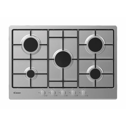 CANDY BI CHW7X|33801969|Piano Gas da 75cm inox;  Griglie in piattina; 5 fuochi; ultraBruciatore Rapi