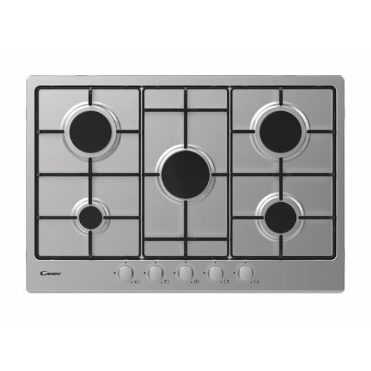 CANDY BI CHW7X|33801969|Piano Gas da 75cm inox;  Griglie in piattina; 5 fuochi; ultraBruciatore Rapi