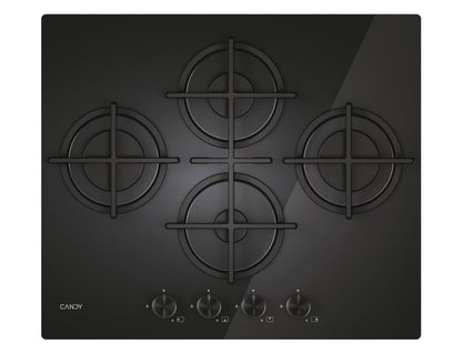 CANDY BI CVG6DTB|33803485|Piano Gas  Vetro Nero; da 60 cm; 4 Fuochi Rombo/Diamond;Griglie in ghisa;