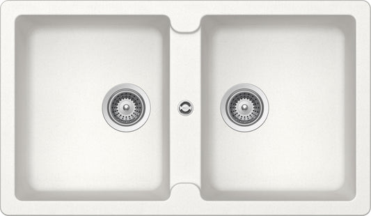 Schock ELEN200A01 | 2 VASCHE | Cristalite | 860x500 | BIANCO ASSOLUTO | Base 90 | LAVELLI CRISTALITE