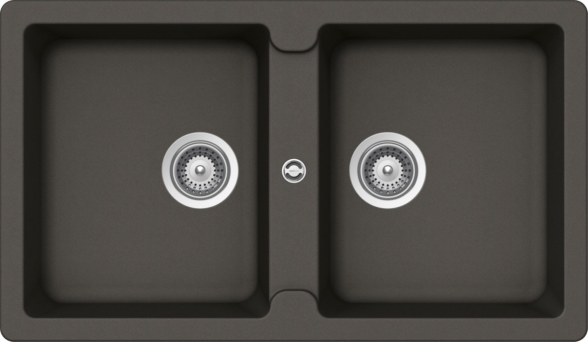 Schock ELEN200A43 | 2 VASCHE | Cristalite | 860x500 | ASPHALT | Base 90 | LAVELLI CRISTALITE