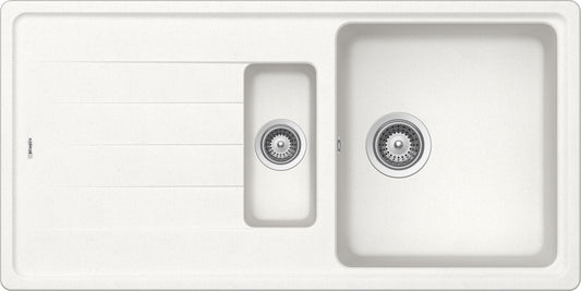 Schock ELED150A01 | 1 + 1/2 VASCA + GOCCIOLATOIO - REVERSIBILE | Cristalite | 1000x500 | BIANCO ASSO