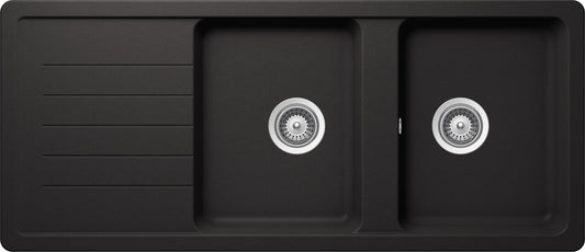 Schock ELED200A13N | 2 VASCHE + GOCCIOLATOIO - REVERSIBILE | Cristalite | 1160x500 | NERO ASSOLUTO |
