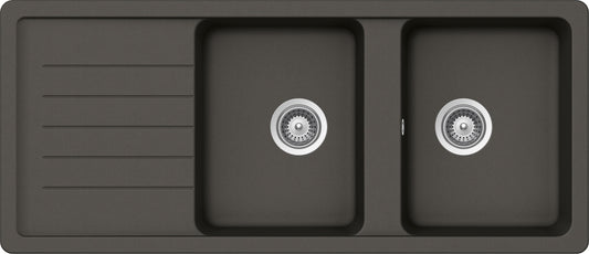 Schock ELED200A43N | 2 VASCHE + GOCCIOLATOIO - REVERSIBILE | Cristalite | 1160x500 | ASPHALT | Base 