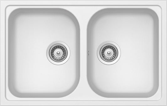 Schock LITN200SA01N | 2 VASCHE | Cristalite | 790x500 | BIANCO ASSOLUTO | Base 80 | LAVELLI CRISTALI