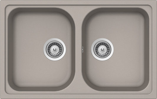 Schock LITN200SA42N | 2 VASCHE | Cristalite | 790x500 | GRIGIO TORTORA | Base 80 | LAVELLI CRISTALIT