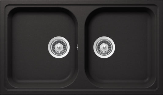 Schock LITN200A13N | 2 VASCHE | Cristalite | 860x500 | NERO ASSOLUTO | Base 90 | LAVELLI CRISTALITE
