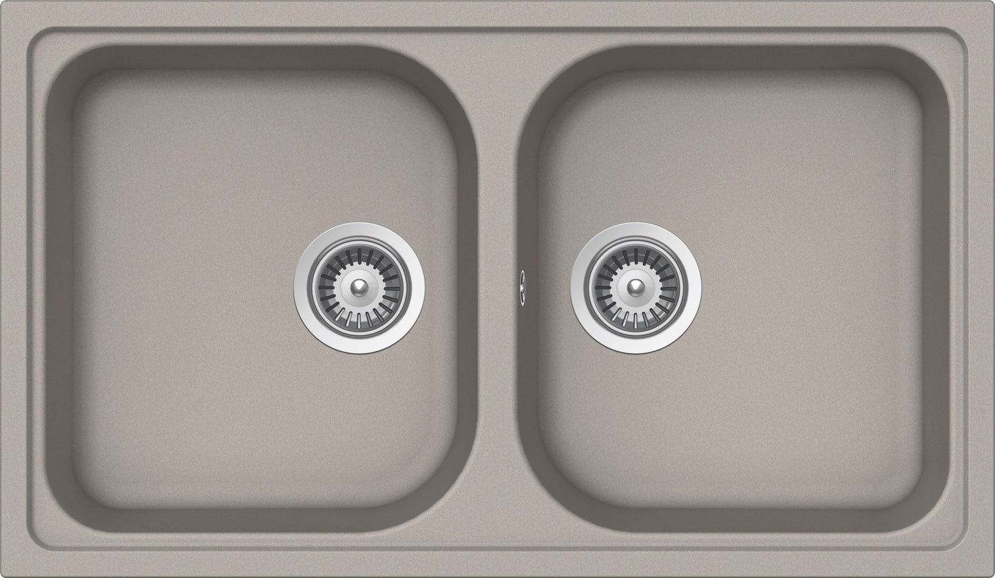 Schock LITN200A42N | 2 VASCHE | Cristalite | 860x500 | GRIGIO TORTORA | Base 90 | LAVELLI CRISTALITE