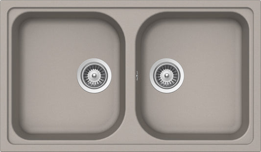 Schock LITN200A42N | 2 VASCHE | Cristalite | 860x500 | GRIGIO TORTORA | Base 90 | LAVELLI CRISTALITE
