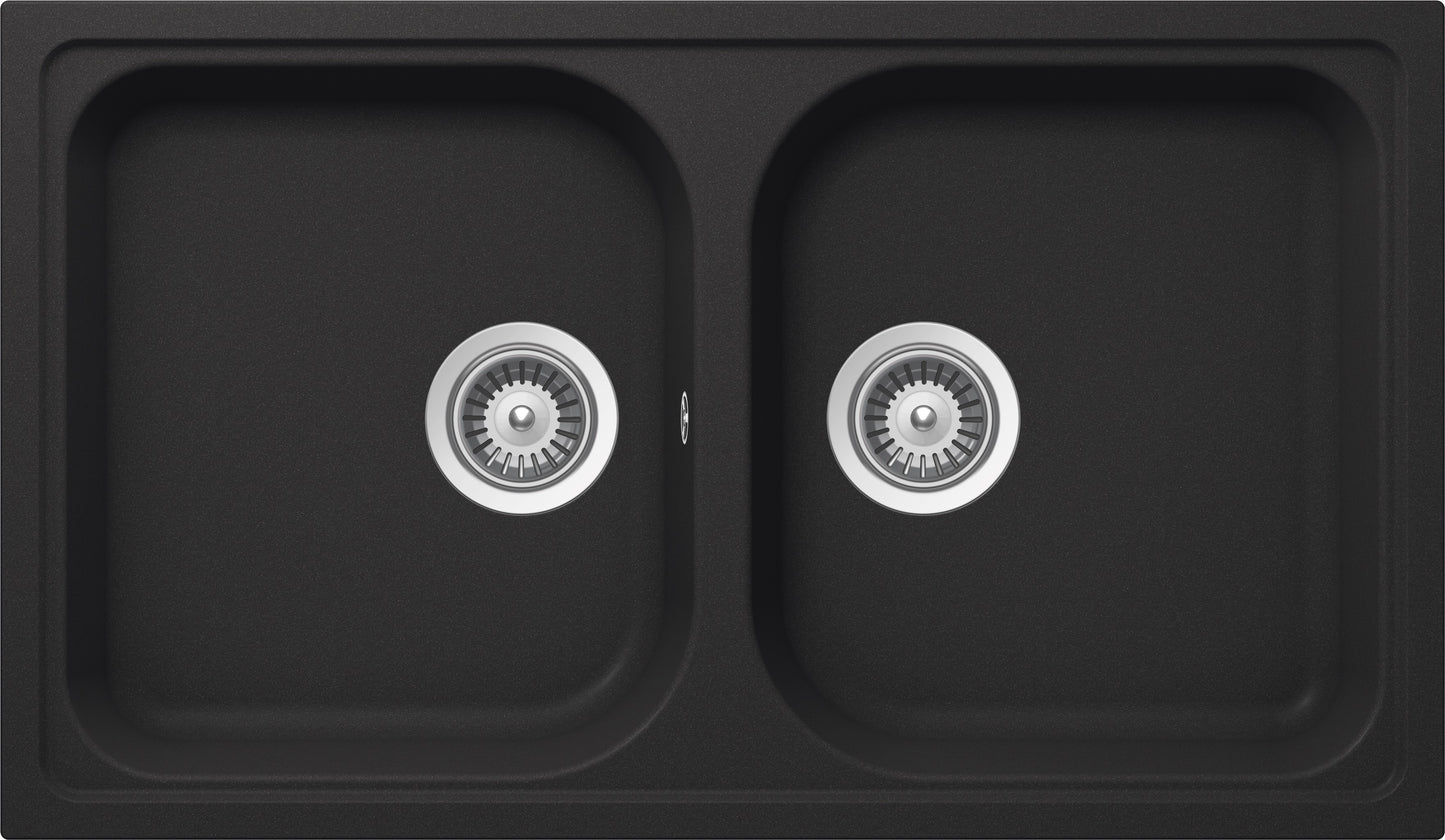 Schock LITN200A51N | 2 VASCHE | Cristalite | 860x500 | ANTRACITE | Base 90 | LAVELLI CRISTALITE