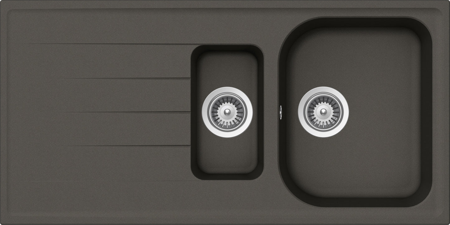 Schock LITD150A43N | 1 + 1/2 VASCA + GOCCIOLATOIO - REVERSIBILE | Cristalite | 1000x500 | ASPHALT | 