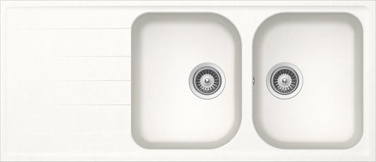 Schock LITD200A01N | 2 VASCHE + GOCCIOLATOIO - REVERSIBILE | Cristalite | 1160x500 | BIANCO ASSOLUTO
