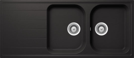 Schock LITD200A13N | 2 VASCHE + GOCCIOLATOIO - REVERSIBILE | Cristalite | 1160x500 | NERO ASSOLUTO |