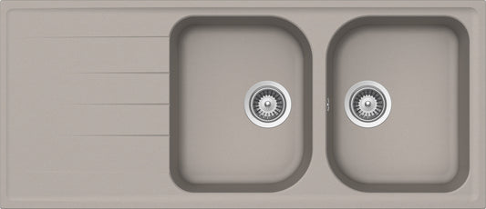 Schock LITD200A42N | 2 VASCHE + GOCCIOLATOIO - REVERSIBILE | Cristalite | 1160x500 | GRIGIO TORTORA 