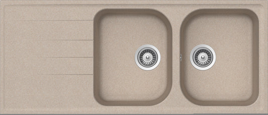Schock LITD200A58N | 2 VASCHE + GOCCIOLATOIO - REVERSIBILE | Cristalite | 1160x500 | AVENA | Base 80