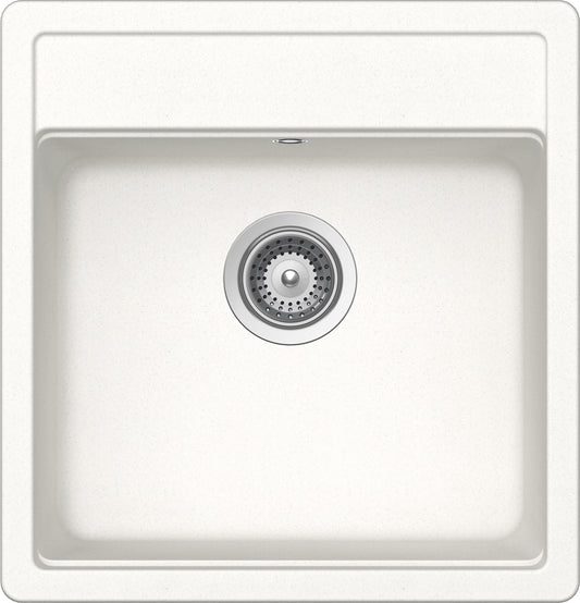 Schock NEMN100S01 | 1 VASCA - BINARIO INTEGRATO PER ACCESSORI | Cristalite | 490x510 | BIANCO ASSOLU