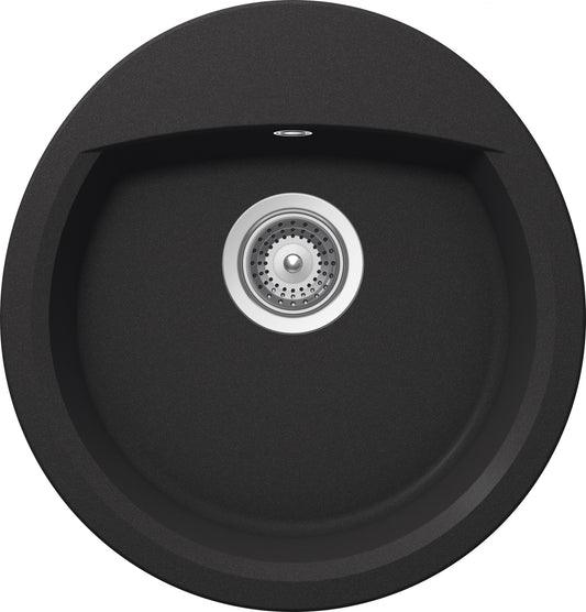 Schock NEMR100051 | 1 VASCA - OVALE - BANCO RUBINETTERIA | Cristalite | 490X470 | ANTRACITE | Base 4