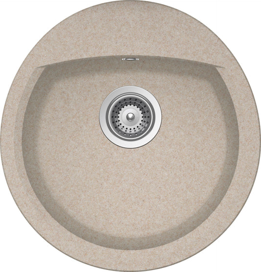 Schock NEMR100058 | 1 VASCA - OVALE - BANCO RUBINETTERIA | Cristalite | 490X470 | AVENA | Base 45 | 