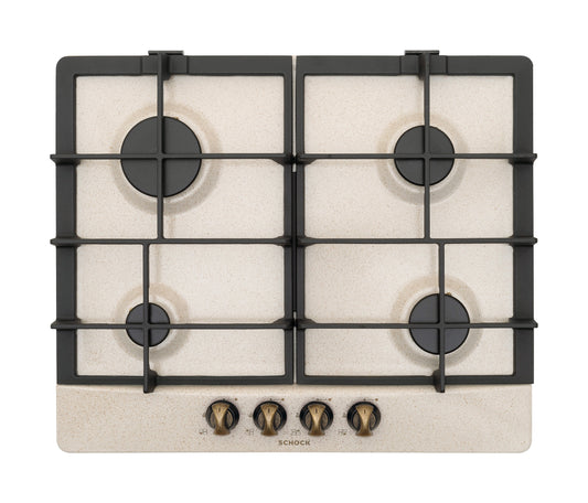 Schock STP64H58 | 4 FUOCHI GAS - ACCENSIONE - VALVOLE DI SICUREZZA - GRIGLIE IN GHISA_PIANALE SENZA 