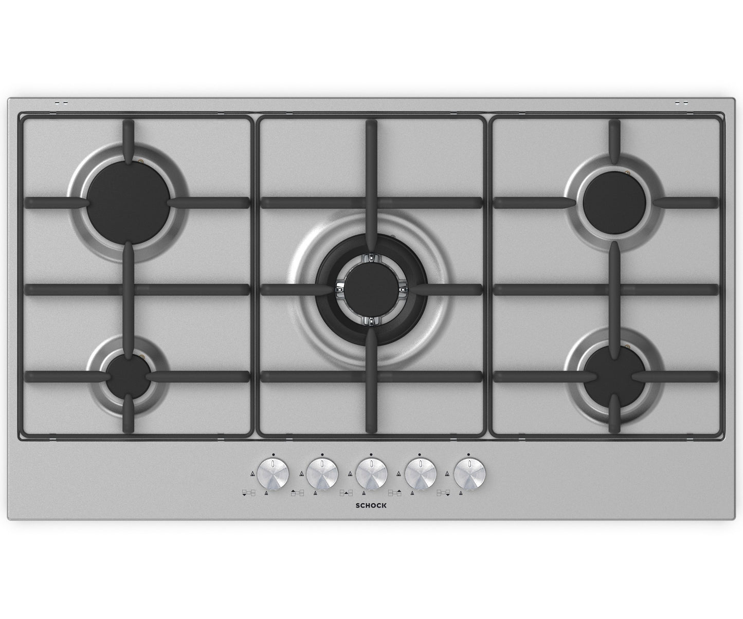 Schock STS955IX | 5 FUOCHI GAS - TRIPLA CORONA 3,8 Kw ACCENSIONE - VALVOLE DI SICUREZZA - GRIGLIE IN
