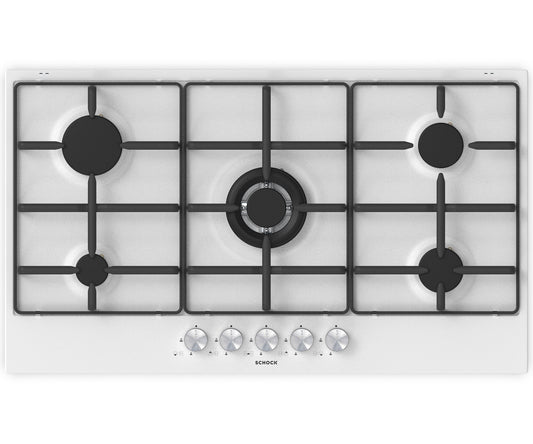 Schock STS955WH | 5 FUOCHI GAS - TRIPLA CORONA 3,8 Kw ACCENSIONE - VALVOLE DI SICUREZZA - GRIGLIE IN