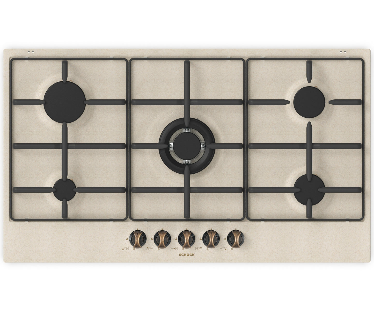 Schock STS95558- | 5 FUOCHI GAS - TRIPLA CORONA 3,8 Kw ACCENSIONE - VALVOLE DI SICUREZZA - GRIGLIE I