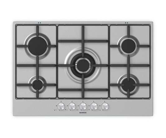 Schock STS855IX | 5 FUOCHI GAS - TRIPLA CORONA 3,8 Kw ACCENSIONE - VALVOLE DI SICUREZZA - GRIGLIE IN