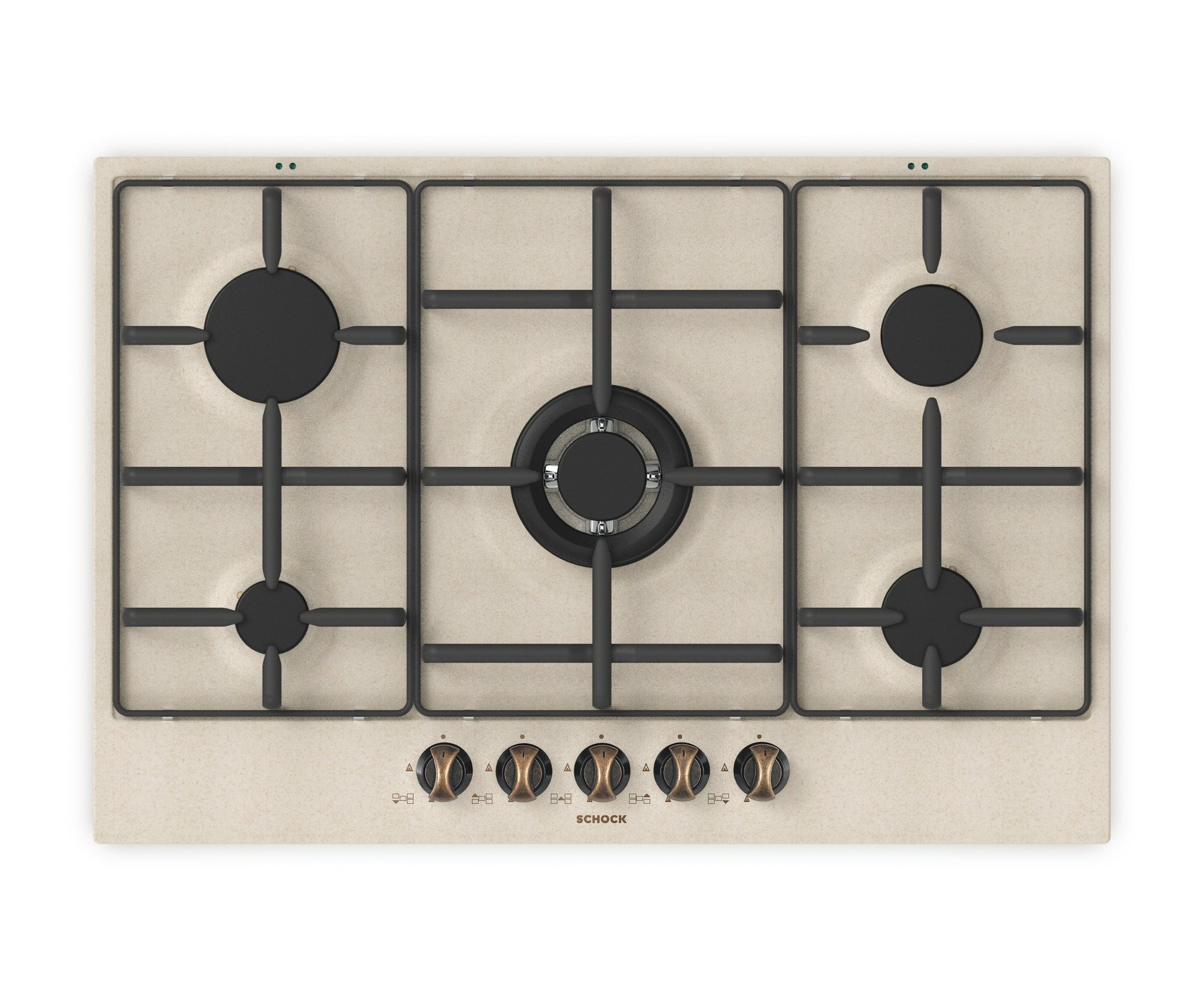 Schock STS85558- | 5 FUOCHI GAS - TRIPLA CORONA 3,8 Kw ACCENSIONE - VALVOLE DI SICUREZZA - GRIGLIE I