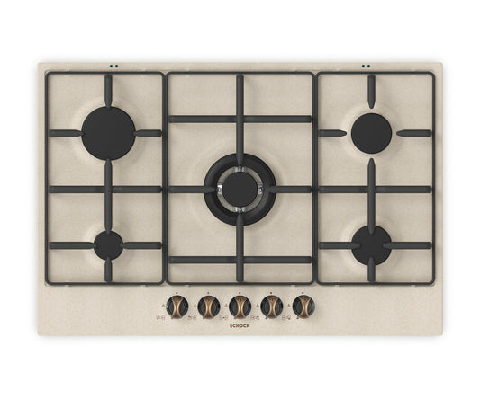 Schock STS85558- | 5 FUOCHI GAS - TRIPLA CORONA 3,8 Kw ACCENSIONE - VALVOLE DI SICUREZZA - GRIGLIE I