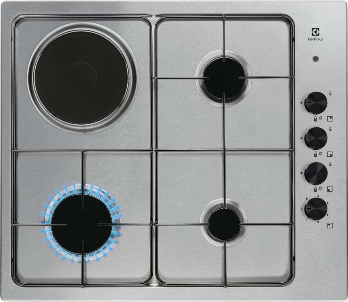 Electrolux BI   EGL62821OX   | 60 cm Soft - 3 fuochi gas e 1 piastra elettrica - Bruciatori Fiamma P