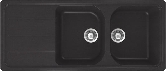Schock FOMD200A13 | 2 VASCHE + GOCCIOLATOIO - REVERSIBILE | Cristalite | 1160x500 | NERO ASSOLUTO | 