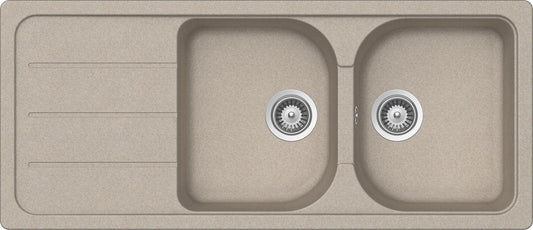 Schock FOMD200A58 | 2 VASCHE + GOCCIOLATOIO - REVERSIBILE | Cristalite | 1160x500 | AVENA | Base 80 