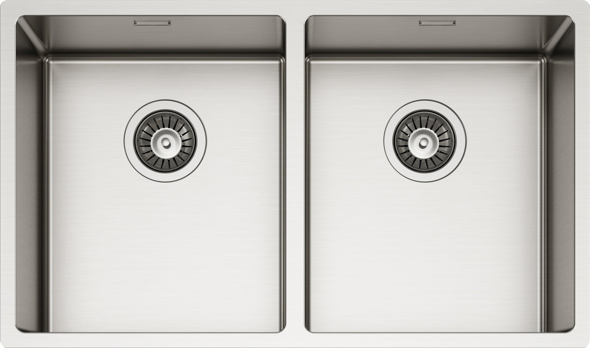 Schock TECN200 | 2 VASCHE 340x400 | Acciaio Inox 304 | 745X440 | INOX SPAZZOLATO | Base 80 | VASCHE 