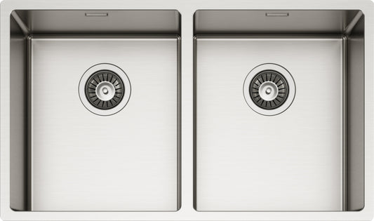 Schock TECN200 | 2 VASCHE 340x400 | Acciaio Inox 304 | 745X440 | INOX SPAZZOLATO | Base 80 | VASCHE 