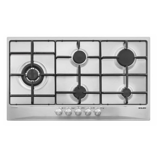 GLEM GAS GT95TIX- | PIANI COTTURA  A GAS | 90 | INOX | 4 f.gas + 1 tripla corona da 3,8 KW a sinistr