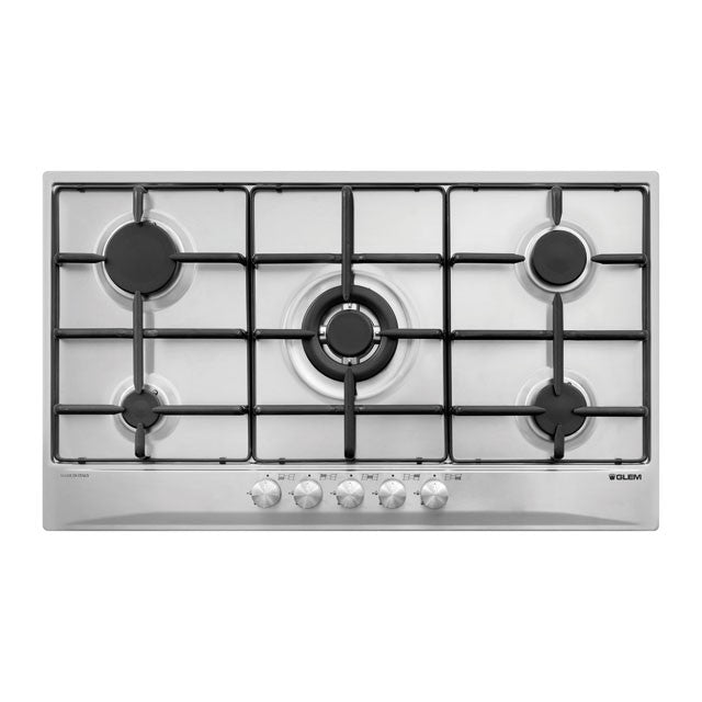 GLEM GAS GT955IX- | PIANI COTTURA  A GAS | 90 | INOX | 4 f.gas + 1 tripla corona da 3,8 KW centrale 