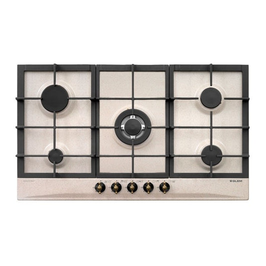 GLEM GAS GT955HSA- | PIANI COTTURA  A GAS | 90 | SABBIA | 4 f.gas + 1 tripla corona  da 3,8 KW centr