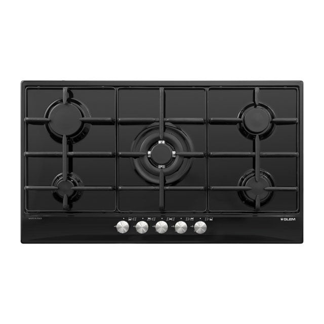 GLEM GAS GT955BK- | PIANI COTTURA  A GAS | 90 | NERO | 4 f.gas + 1 tripla corona da 3,8 KW centrale 