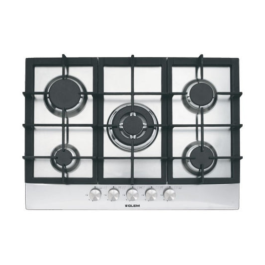 GLEM GAS GT755HIX- | PIANI COTTURA  A GAS | 70 | INOX | 4 f.gas + 1 tripla corona - comandi frontali