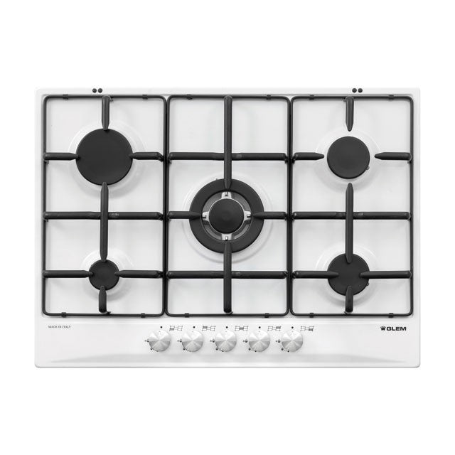 GLEM GAS GT755WH- | PIANI COTTURA  A GAS | 70 | BIANCO | 4 f.gas + 1 tripla corona - comandi frontal