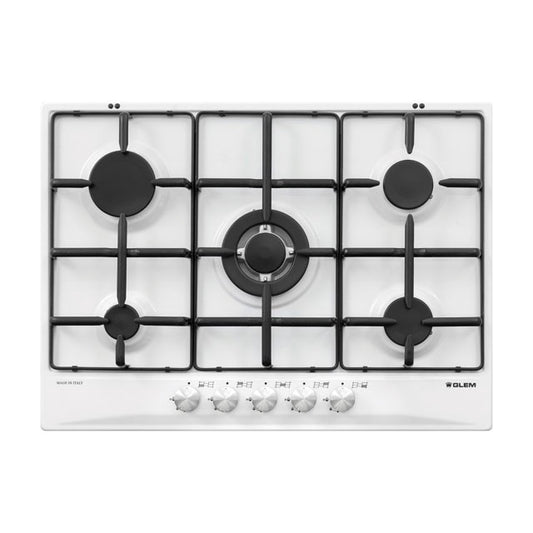 GLEM GAS GT755WH- | PIANI COTTURA  A GAS | 70 | BIANCO | 4 f.gas + 1 tripla corona - comandi frontal