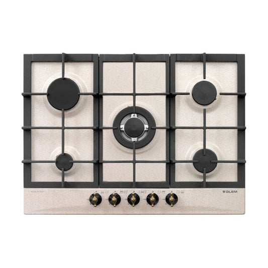 GLEM GAS GT755HSA- | PIANI COTTURA  A GAS | 70 | SABBIA | 4 f.gas + 1 tripla corona - comandi fronta