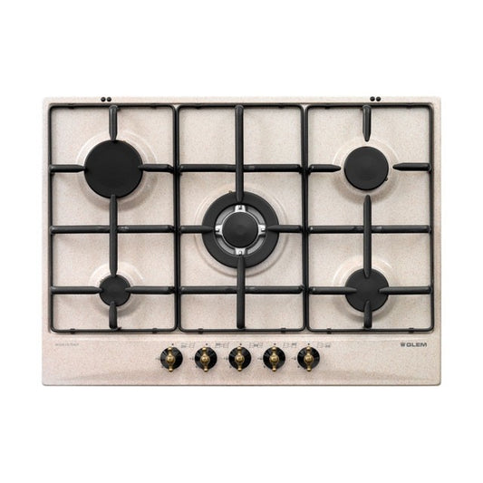 GLEM GAS GT755SA | PIANI COTTURA  A GAS | 70 | SABBIA | 4 f.gas + 1 tripla corona - comandi frontali