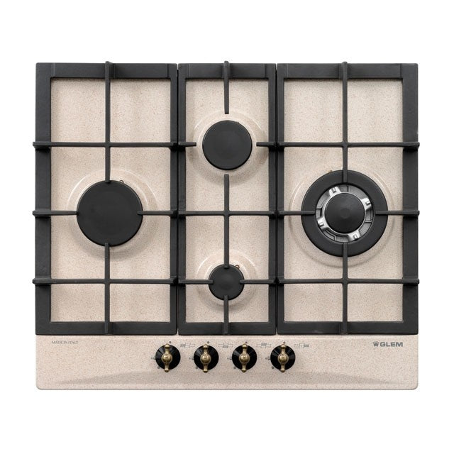 GLEM GAS GT645HSA- | PIANI COTTURA  A GAS | 60 | SABBIA | ROMBO 3 f.gas + 1 tripla corona  - comandi