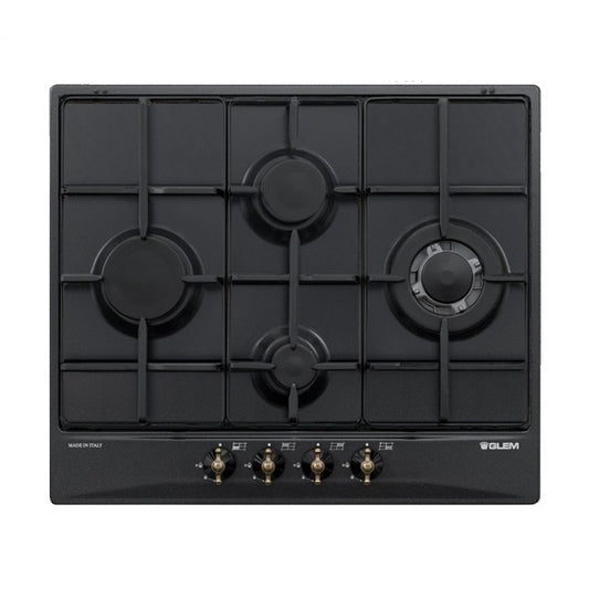 GLEM GAS GT645AN | PIANI COTTURA  A GAS | 60 | ANTRACITE | ROMBO 3 f.gas + 1 tripla corona - comandi