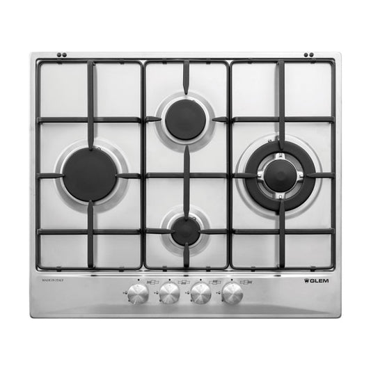 GLEM GAS GT645IX- | PIANI COTTURA  A GAS | 60 | INOX | ROMBO 3 f.gas + 1 tripla corona - comandi fro