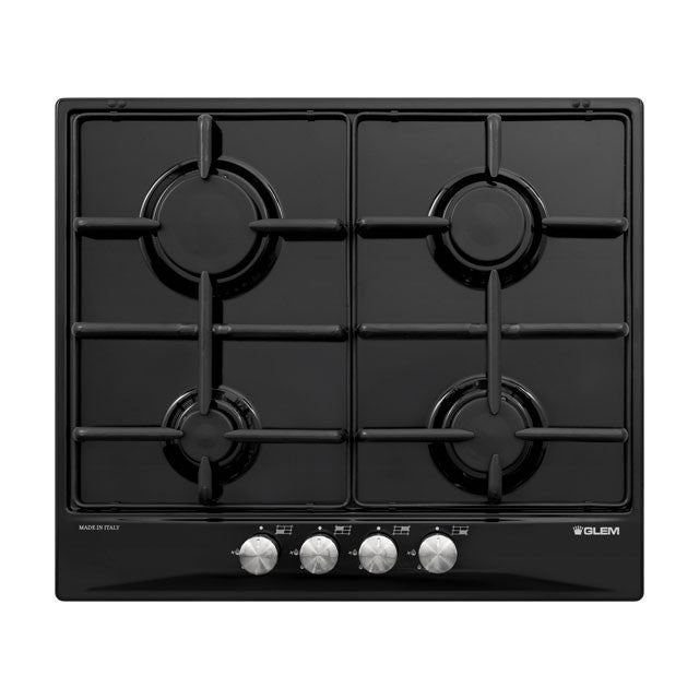 GLEM GAS GT64BK- | PIANI COTTURA  A GAS | 60 | NERO | 4 fuochi gas - comandi frontali - accensione s