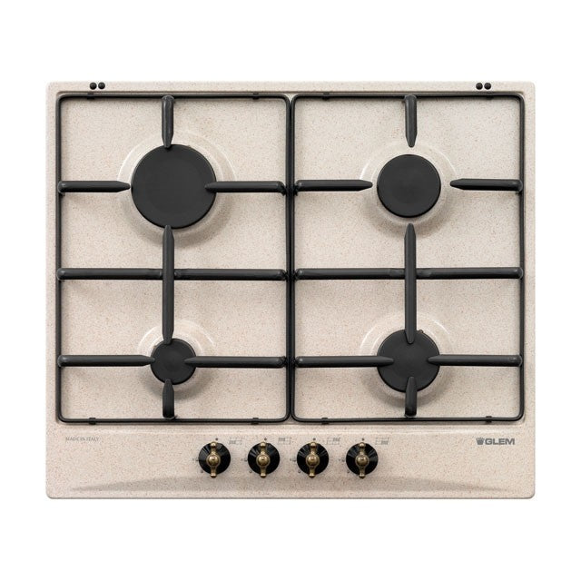GLEM GAS GT64SA | PIANI COTTURA  A GAS | 60 | SABBIA | 4 fuochi gas - comandi frontali - accensione 