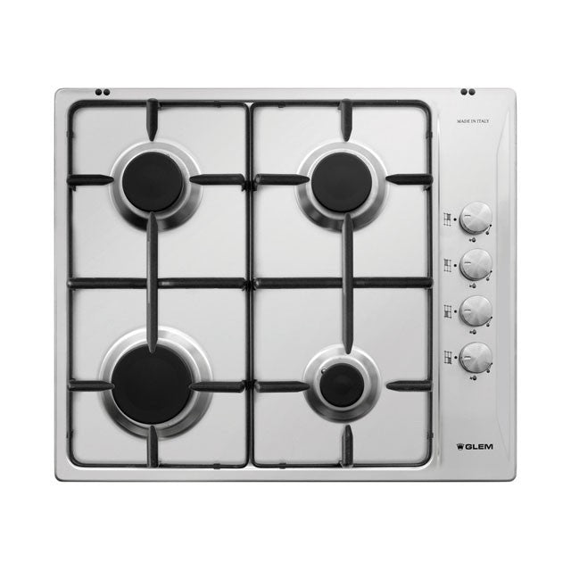 GLEM GAS GTL64IX- | PIANI COTTURA  A GAS | 60 | INOX | 4 fuochi gas - comandi laterali - accensione 