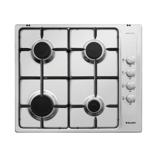GLEM GAS GTL64IX- | PIANI COTTURA  A GAS | 60 | INOX | 4 fuochi gas - comandi laterali - accensione 
